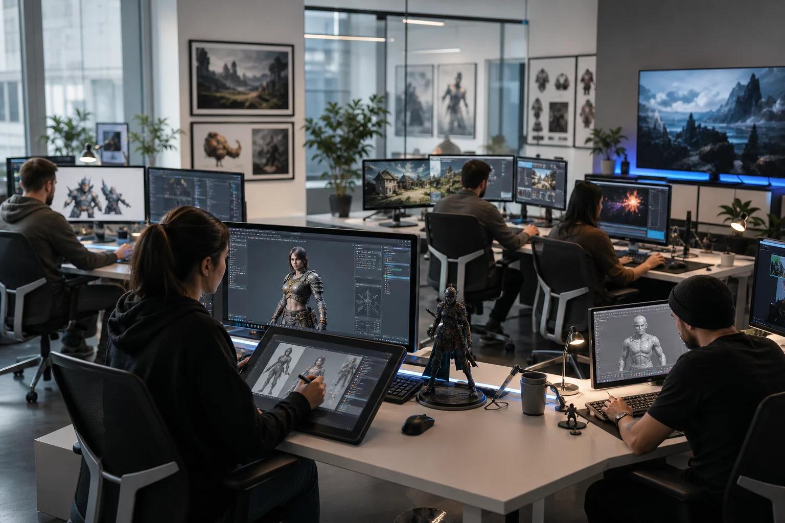 Creación de gráficos 2D y 3D para videojuegos: del concepto a un mundo vivo.
